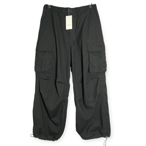 NEW KUON Flannel Cargo Trousers MENS L BLACK Wide Leg Baggy Pants JAPAN NWT - Picture 1 of 16